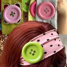 Cute Polka Dot Decorative Button Headband, Non-Slip Elastic Hairband, Y2K Style Women's Daily Hair Accessory, Suitable For Daily, Makeup, Street Style, 1pc - Multicolor - View 11