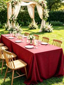 1pc Solid Color Rectangular Tablecloth, Wrinkle-Resistant Washable Tablecloth, Christmas Decoration, Indoor/Outdoor Dining, Wedding Banquet Birthday Party Home Decor - Multicolor - View 2
