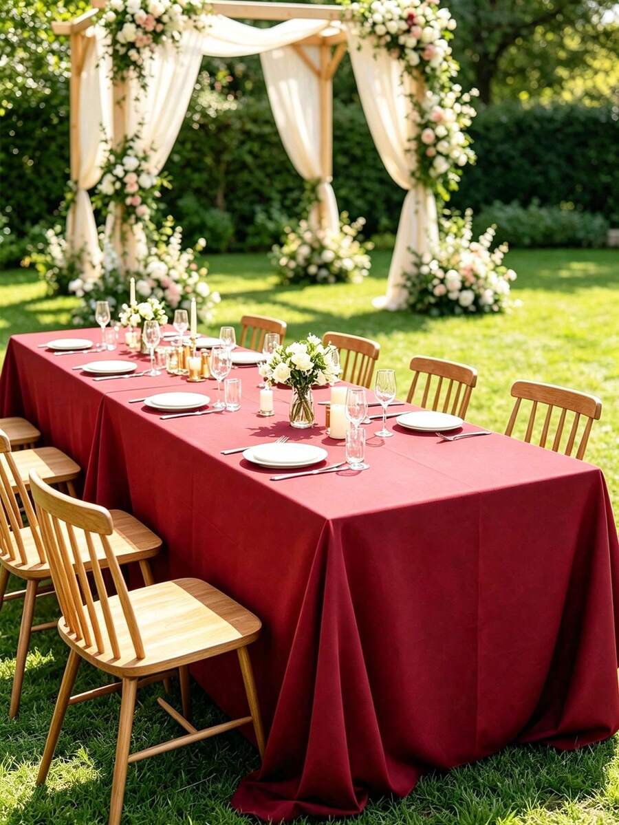 1pc Solid Color Rectangular Tablecloth, Wrinkle-Resistant Washable Tablecloth, Christmas Decoration, Indoor/Outdoor Dining, Wedding Banquet Birthday Party Home Decor