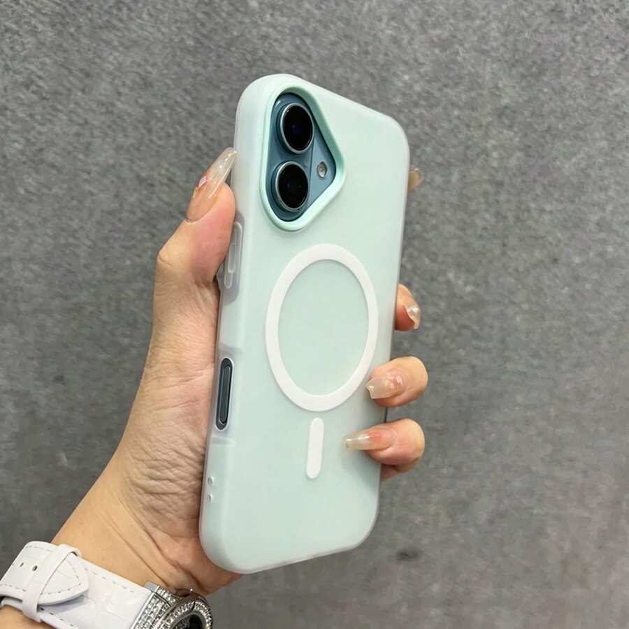 Summer Fresh Color Jelly 2-In-1 Magnetic Phone Case Compatible With Iphone 16 17 16e 17e, Matte Texture Anti-Drop Hard Shell Compatible With Iphone 15 14 13 11 16 Pro Max 17 Pro Max 18 Pro Max 12 - Light Cyan - View 1