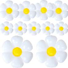 kumozawa White Happy Birthday Letter Balloon Banner, Daisy Theme Birthday Party Decor, Reusable Daisy Foil Balloons - White - View 4