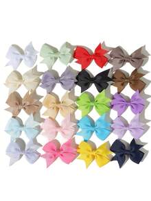 40pcs Multicolor Ribbed Bow Hair Clips Set, Children's Side Clips Daily Hair Accessories - Mixed color - View 8