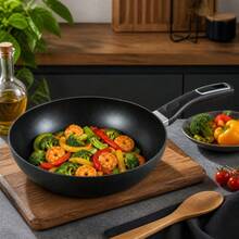 28 Cm Aluminum Wok With Ergonomic Handle For Kitchen, Chinese-Style Deep Frying Pan For Stir-Frying And Simmering, Sturdy And Durable Cookware - View 3