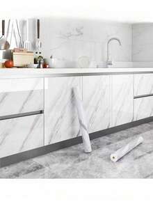 1 Roll Marble Pattern Contact Paper, Waterproof Oil-Proof Heat-Resistant Kitchen Decor Wallpaper, Self-Adhesive Bathroom Sticker, Flame Retardant Heat-Resistant Stove Wallpaper, Thickened Aluminum Foil Backing Self-Adhesive - Multicolor - View 17