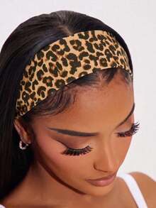 1pc Leopard Print Women's Headband,Y2K Elastic Non-Slip Wide Headband,Fashion Leopard Headscarf Bohemian Style Hair Accessory,Suitable For Daily Wear - Multicolor - View 2