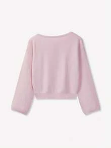 Minimalist Versatile Solid Color Twisted Knot Women's Sweater, Autumn/Winter - Pink - View 4