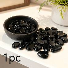Natural Obsidian Polished Stones - Smooth Oval Shape, Suitable For Vase Filler, Aquarium Decor, Glass Tank Landscaping, Handicraft Making | Natural Mineral Specimen With Curved Base, For Home Decor Collection, Weaving Art Projects - Black - View 8