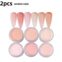 2 Buah Set Bubuk Kuku Akrilik Merah Muda Romantis - Bubuk Kristal Berkilau untuk Ukiran Kuku Profesional DIY - Seni Dekorasi Berkilau - MultiWarna - View 8