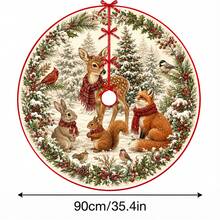 1件雪地動物圖案聖誕樹裙，優雅配色節日裝飾，5種尺寸，中性節日禮物，適用於居家與派對聖誕家居裝飾 - 雪地動物 - 查看 13