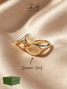 [ZzAi Custom]1pc Handmade Carved Custom Name Ring, A Ring That Brings Life To Your Fingers - Engraved Ring - View 1