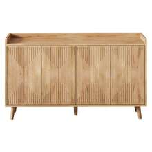 خزانة جانبية مصنوعة من الخشب مع 4 أبواب مع تخزين قابلة للتعديل باللون الأسود لغرفة المعيشة وغرفة الطعام - طبيعي - مشاهدة 8