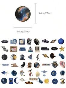 50pcs Mysterious Space Stickers Transparent Waterproof Stickers For Water Bottle Notebook Wall Switch Skateboard Refrigerator Scrapbook Luggage Guitar Home Decor Room Decor Suitable For Birthday Party Gift Holiday Gift - 50pcs - View 2