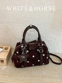 Polka Dot Large Capacity Underarm Bag Women's Fashion Commute Shoulder Bag Casual Elegant - Coffee - View 2