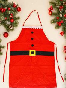 1pc Santa Claus Chef Style Red Apron, Suitable For Home Kitchen, Christmas Party, Christmas Dinner, New Year Party, Restaurant, Hotel, Cafe And Other Occasions - One Size Fits All - View 5