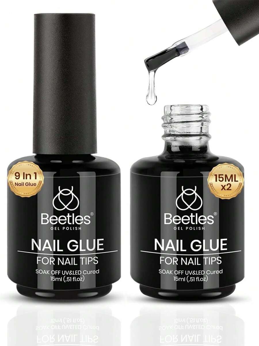 Beetles 2件組 15ml 9合1美甲膠凝膠，適用於壓克力美甲片、底層塗層與漸染美甲的多功能凝膠，長效DIY接長，需搭配UV LED燈使用 - 2入 15ml UV 凝膠美甲膠 - 查看 1