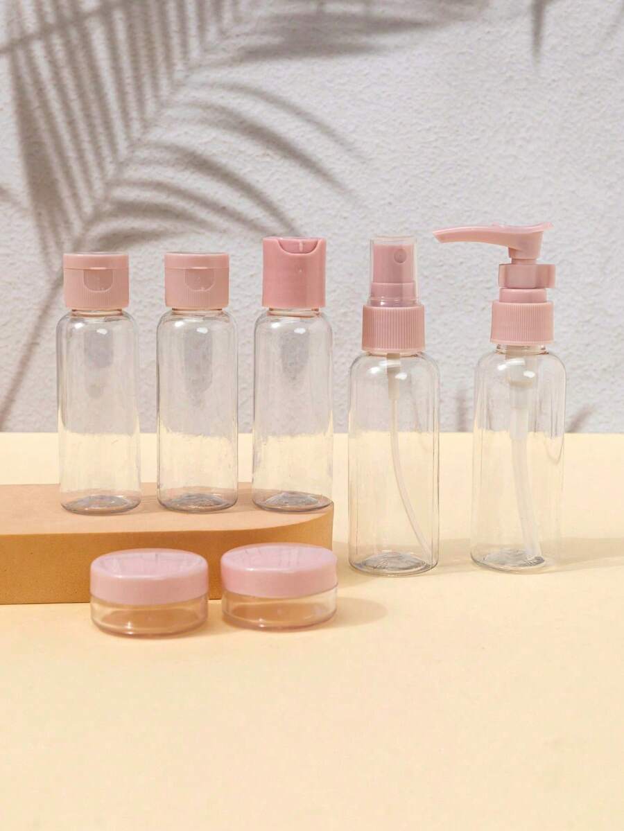 10g Travel Split Bottle, Mask Foam Bottle, Cream Jar, Cosmetic Foundation Bottle, Transparent 10ml Plastic Small Box, Suitable For Travel - Pink - View 1