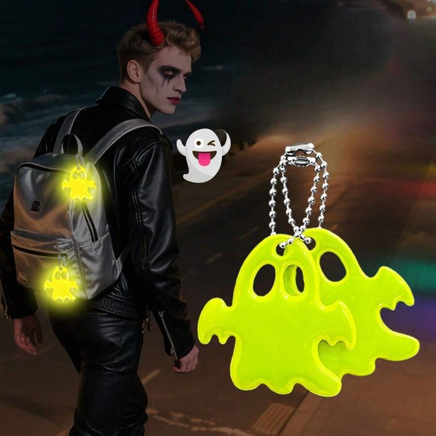 7PCS Double-Sided Reflective Keychains - Fun Nighttime Fashion Accessories, Perfect Halloween Gift, Party Decoration, Small Gift - Ideal Halloween Gift, Bag Charm, Decorative Keychains And Key Rings - A - View 1