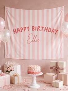 Personalized Striped Party Banner, Birthday Welcome Banner, Customized Design Birthday Wall Decor, Room Decoration Wall Decor, Home Decor, Autumn Home Decor, Cute Party Decoration, Suitable As Birthday Gift, Holiday Gift, Anniversary Gift - Multicolor - View 6