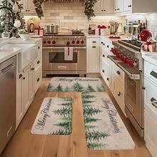 1/2/3pcs Christmas Theme Kitchen Rugs, Flannel Kitchen Rugs, Comfortable Soft Absorbent Non-Slip Machine Washable With Non-Slip Backing, Suitable For Doorway, Living Room, Patio, Bedroom, Kitchen, Dining Room, Laundry Room, Bathroom, Entryway, Multi-Functional Home Floor Mat, Holiday Christmas Decor - Multicolor - View 5