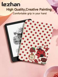Lezhan 小瓢蟲紅色波點圖案保護殼，相容 Kindle 2024、Ko-Bo、Kindle NK 11/Kindle Youth Edition/Kindle Paperwhite 5，相容 iPad 10.2 吋 10 代/11(A16)2025(11 吋)、Galaxy Tab A8 10.5 吋 2022，具備自動喚醒/睡眠功能，輕巧便攜，完美貼合並保護您的閱讀裝置 - 彩色 - 查看 3