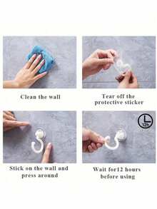 1/4/5/8pcs 360° Rotatable Self-Adhesive Ceiling Hooks, Strong Load-Bearing, No Drilling Installation, Suitable For Wind Chimes, Hanging Plants, Lamps, Home Decor, Sunshade Nets, Mosquito Nets, Multi-Purpose Wall Hooks For Home, Kitchen, Bathroom - Multicolor - View 9