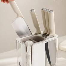 Multifunctional Kitchen Knife Rack Organizer, Detachable Countertop Utensil Storage Rack With Drainage Function, Draining Chopstick Holder, Home Desktop Kitchen Accessories, Suitable For Knives, Spoons And Forks - Multicolor - View 3