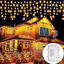 Lampu Tirai LED Bentuk Es yang Dioperasikan dengan Baterai, 8 Mode Pencahayaan yang Dapat Diatur, Berbagai Ukuran dan Spesifikasi, Tersedia Gaya Datar dan Bergelombang, Rangkaian Lampu Lembut dan Terang dengan Efek Pencahayaan yang Kaya dan Beragam, Dilengkapi dengan Pengontrol Multifungsi untuk Beralih dengan Mudah antara Berkedip, Gradien, Menyala Terus Menerus, dan Efek Pencahayaan Lainnya, Cocok untuk Menciptakan Suasana di Area Luas, Dekorasi Pencahayaan Populer untuk Atap Rumah Natal, Latar Belakang Pesta Halloween, Dapat Digantung di Atap, Balkon, Tempat Pernikahan - Kotak baterai, lampu bar es - View 2