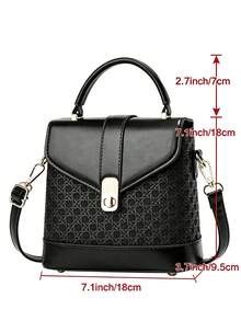 Black Woven Bucket Bag For Women Vintage Top Handle Crossbody Purse Gold Hardware Structured Handbag For Work - Black - View 3