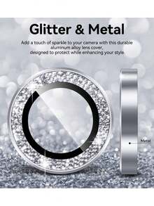 3pcs Camera Lens Protector Film, Compatible With IPhone Duo 18 Pro Max, 18 Pro, 17 Pro Max, 17 Air, 17 Pro, 16 Pro Max, 16, 15, 15 Plus, 14, 13, 12, 11 Mini Plus, Pro Max, Shiny Single Layer Metal Glitter, 9H Hardness Anti-Scratch Screen Protector, Fashion Accessory, Thoughtful Protective Case, Silver Glitter, Easter Gift, Spring Party - 3PCS - View 3