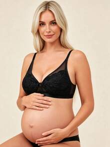 Hart & Haze Black Lace Mesh Front Clasp Adjustable Strap Comfortable Nursing Bra - Black - View 5