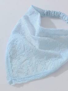 1件原創花卉刺繡捲邊女款髮箍頭巾，適合日常與度假使用 - 淺藍色 - 查看 3
