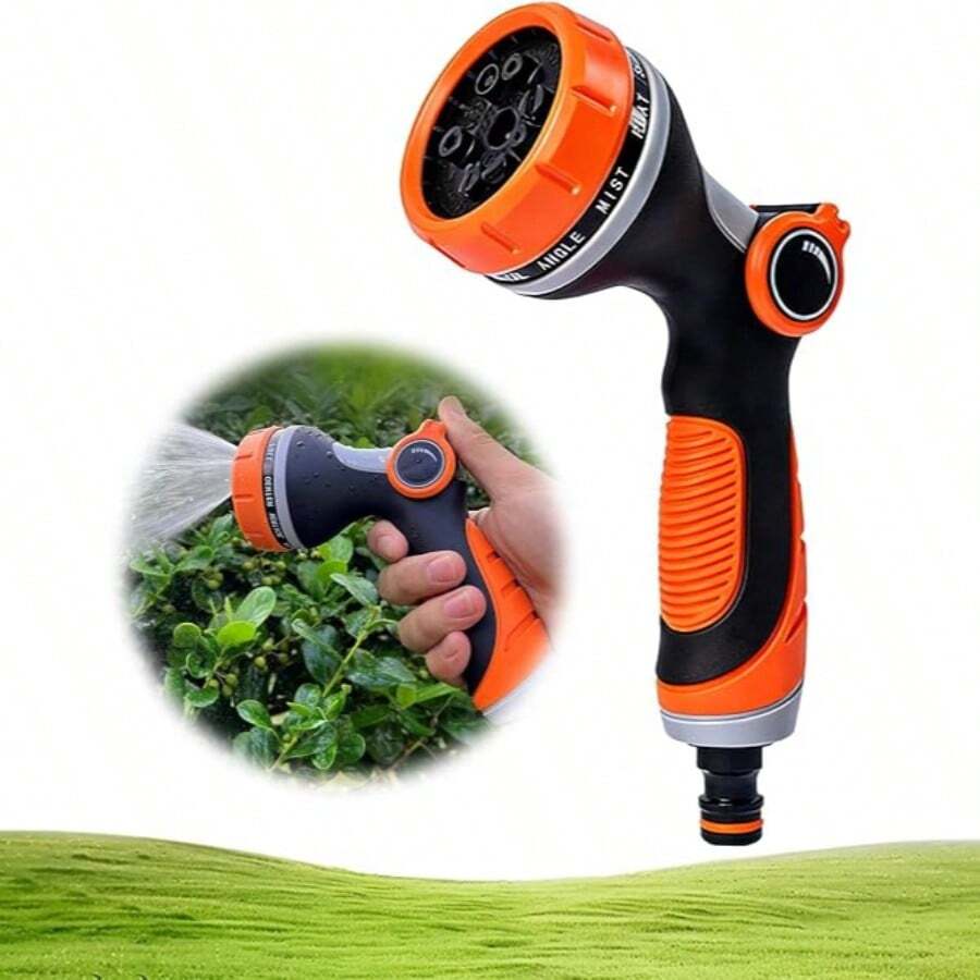 Multifunctional Hand‑Held Garden Water Spray Nozzle, 10 Adjustable Water Flow Patterns 16mm Quick‑Connect Sprayer, Ergonomic Grip For Lawn Irrigation Plant Watering Car Washing Patio Cleaning, HOSE & ADAPTER NOT INCLUDED