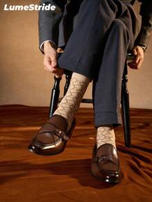 Men Crew Socks | Business & Everyday | Versatile Dress Socks | Comfortable Cotton | All-Match Style - Khaki - View 6