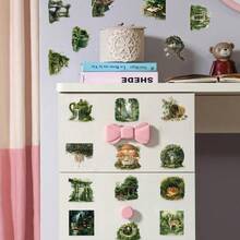 50pcs Forest-Themed Green Stickers, Transparent PET Creative Decorative Stationery Sticker - Black - View 6
