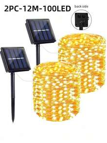 Outdoor LED Solar String Lights, Copper Wire/Silver Wire LED Solar String Lights, Solar Christmas String Lights, Suitable For Garden/Camping/Wedding/Yard/Patio Decoration - One Size - View 10