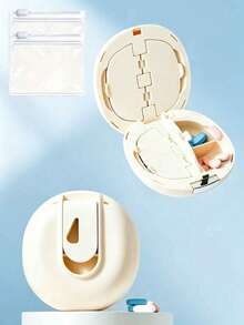 2-In-1 Round Pill Cutter & Portable Mini Multi-Layer Pill Storage Box, Convenient Pill Organizer With Easy-To-Use Design, Plastic Material, Simple To Use, Suitable For Daily Medication And Travel, Great Choice For Birthday Gift, Back To School Gift, Mother's Day Gift, Teacher's Day Gift And Easter Gift - Multicolor - View 13