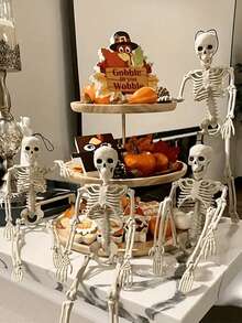Multiple Sizes Foldable Hanging Skeleton Halloween Decorations, Posable Joint Plastic Skeleton Props For Haunted House Parties, Porches, Doors, Walls, Yards, Windows, Photo Booths & Seasonal Home Decor - Skull Series - View 5