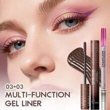 Pudaier 1pc Colored Mascara & 1pc Double-Ended Eyeliner Set Lengthening Curl-Enhancing Volumizing Mascara With Pearl Eyeliner Smooth Glide & Precise Definition Multi-Color Creative Gradient Eye Look Daily Makeup, Parties ,Halloween Costume Makeup - 03+03 - View 8
