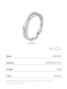 MODIAN 925 Sterling Silver Geometric X Shape Finger Rings Stackable Vacation Ring For Women Fine Jewelry - Silver - View 3