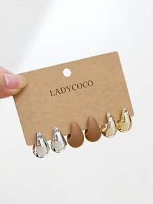 LADYCOCO 3對時尚可愛多色水滴耳環套組，ABS材質，適合女性日常配戴 - 彩色 - 查看 4