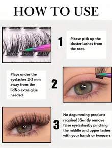 120pcs Glue-Free Individual Lash Clusters, 3D Fluffy Wispy False Eyelashes, Mixed Length DIY Lash Extensions, Dense Voluminous Cluster Lashes, Soft Lightweight Reusable Eyelash Clusters, Easy No-Glue Application For Parties, Photos & Special Events - D - View 8