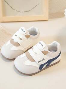 1 Pair Kids' Hook And Loop Colorblock Casual Sports Shoes - Beige - View 2
