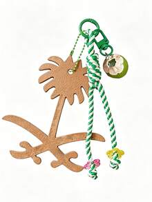 PU Coconut Palm Tree Bag Charm, Woven Rope Keychain, Leather Palm Tree Bag Accessory, Fashion Women's Handbag Pendant, Perfect Holiday Gift - Multicolor - View 5