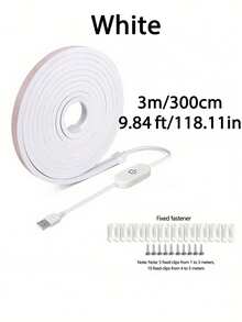 1pc USB Powered LED Neon Light Strip, Touch Dimmable Ultra-Thin Flexible Neon Rope Light, Soft Warm White/White Touch Switch Light, Suitable For Bedroom, Kitchen, Cabinet, Staircase Indoor Decoration - Neon - View 21