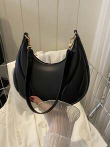 1pc Crescent-Shaped PU Leather Shoulder Bag, Fashion Minimalist Solid Color Women's Underarm Bag, All-Season Style, Minimalist Solid Color Shoulder Bag - Multicolor - View 9