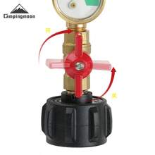 CAMPINGMOON Outdoor Camping Propane Tank Refill Adapter With Ball Valve Pressure Gauge Brass Gas Tank QCC1 Adapter PZ-104 - A - View 3