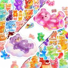 somoving 50pcs Cute Teddy Bear Stickers-Waterproof&Durable,Sweet And Cute,Colorful Teddy Bear Candy Patterns,Scratch Resistant For Home Storage,Gift Wrapping,School Supplies&Sports Equipment.Gift For Friends&Family,Daily Use.,Back To School,Daycare Essential - Multicolor - View 1