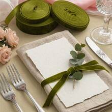 1pc 4.57m Single-Sided Non-Elastic Colorful Flocked Ribbon, Flocked Satin Ribbon For Bows, DIY Clothing, Christmas Decoration (Length May Vary Due To Manual Measurement) - Olive Green - View 4