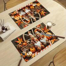 1/4/6pcs Autumn Series Carriage Elf Pumpkin Pattern Printed Placemats, Heat Resistant Table Mats For Home Kitchen/Table Protection, Kitchen Dining Table Party Decor - Multicolor - View 10