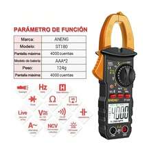 Medidor de abrazadera digital 4000 cuentas, multímetro de abrazadera de rango automático, mide voltaje , corriente CA, resistencia, capacitancia, frecuencia, prueba de diodos,Multimetro de Gancho, Pinza Amperimétrica con NCV y Pantalla,Retroiluminada, Pruebas Live Wire,Diodos, Continuidad - Amarillo - Ver 3